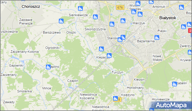 mapa Klepacze gmina Choroszcz, Klepacze gmina Choroszcz na mapie Targeo