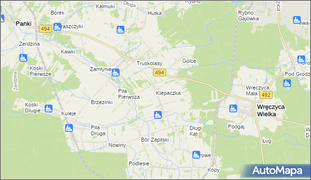 mapa Klepaczka gmina Wręczyca Wielka, Klepaczka gmina Wręczyca Wielka na mapie Targeo