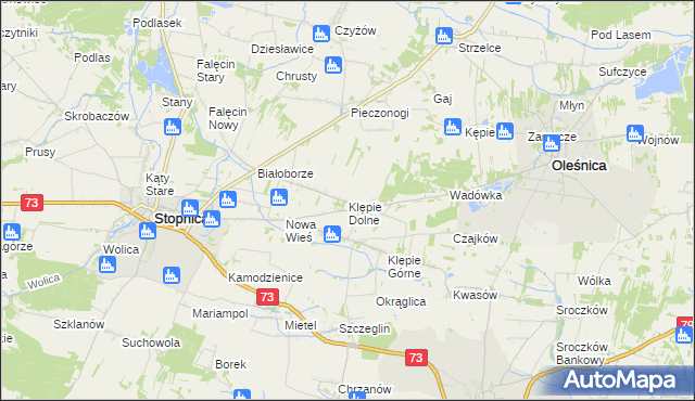 mapa Klępie Dolne, Klępie Dolne na mapie Targeo