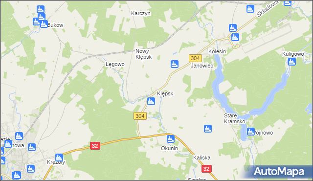 mapa Klępsk, Klępsk na mapie Targeo