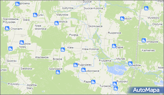 mapa Klew-Kolonia, Klew-Kolonia na mapie Targeo