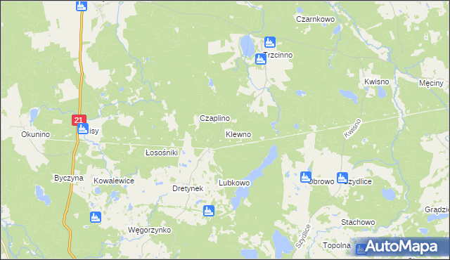 mapa Klewno gmina Miastko, Klewno gmina Miastko na mapie Targeo