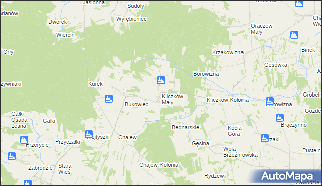 mapa Kliczków Mały, Kliczków Mały na mapie Targeo