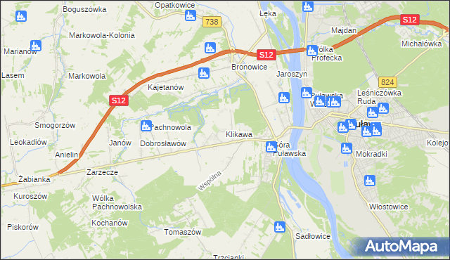 mapa Klikawa, Klikawa na mapie Targeo