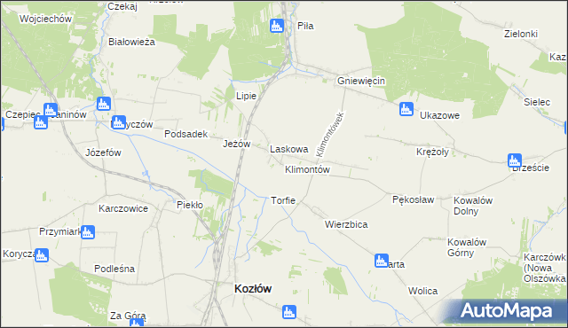 mapa Klimontów gmina Sędziszów, Klimontów gmina Sędziszów na mapie Targeo