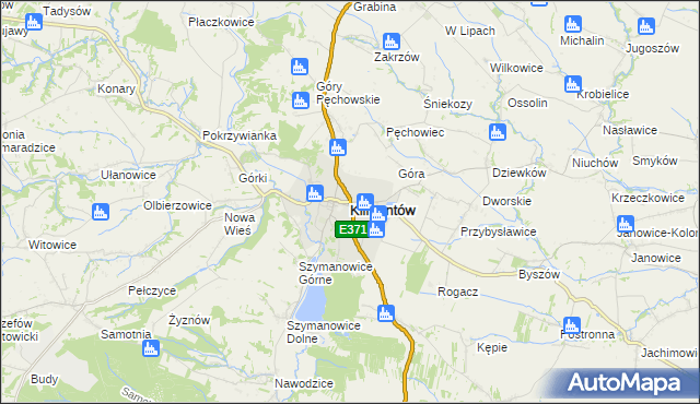mapa Klimontów powiat sandomierski, Klimontów powiat sandomierski na mapie Targeo