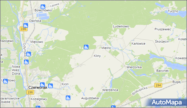 mapa Kliny gmina Czerwonak, Kliny gmina Czerwonak na mapie Targeo