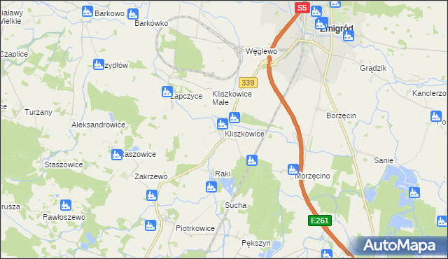 mapa Kliszkowice, Kliszkowice na mapie Targeo