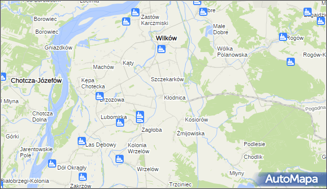 mapa Kłodnica gmina Wilków, Kłodnica gmina Wilków na mapie Targeo