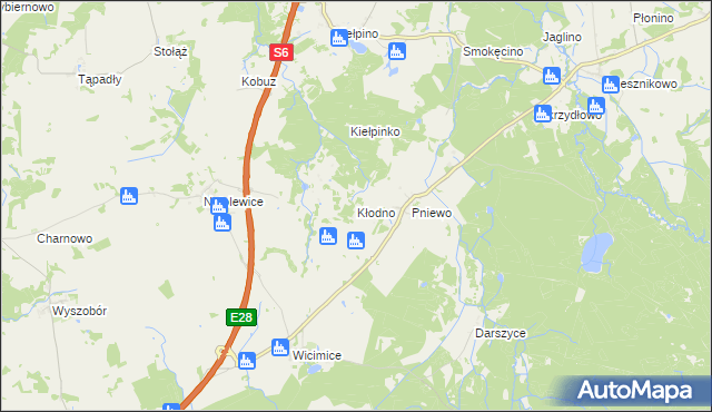 mapa Kłodno gmina Płoty, Kłodno gmina Płoty na mapie Targeo