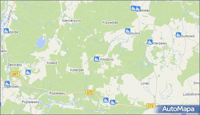 mapa Kłodzino gmina Barwice, Kłodzino gmina Barwice na mapie Targeo