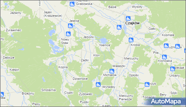 mapa Klon gmina Czajków, Klon gmina Czajków na mapie Targeo