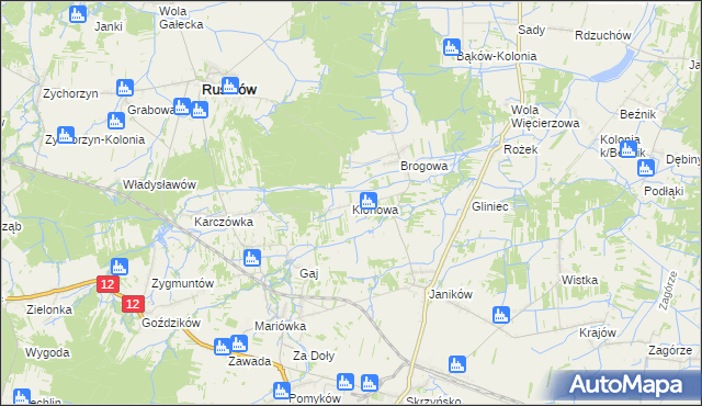 mapa Klonowa gmina Rusinów, Klonowa gmina Rusinów na mapie Targeo