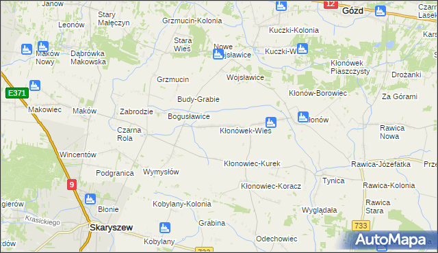 mapa Kłonówek-Wieś, Kłonówek-Wieś na mapie Targeo