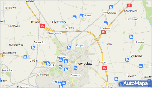 mapa Kłopot gmina Inowrocław, Kłopot gmina Inowrocław na mapie Targeo