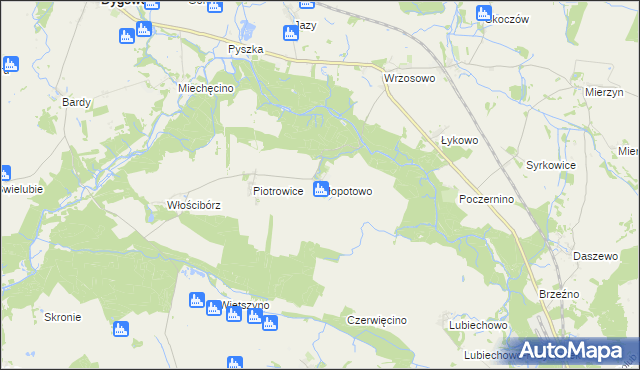 mapa Kłopotowo gmina Dygowo, Kłopotowo gmina Dygowo na mapie Targeo