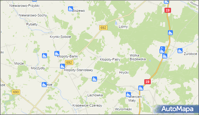 mapa Kłopoty-Patry, Kłopoty-Patry na mapie Targeo