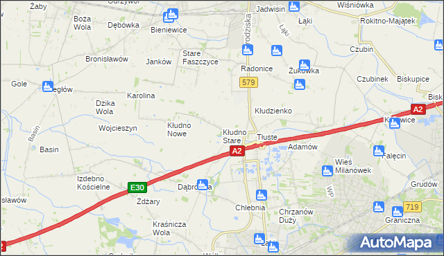 mapa Kłudno Stare, Kłudno Stare na mapie Targeo