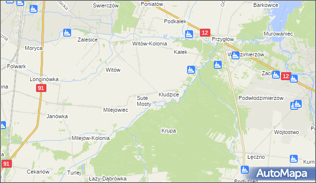 mapa Kłudzice, Kłudzice na mapie Targeo