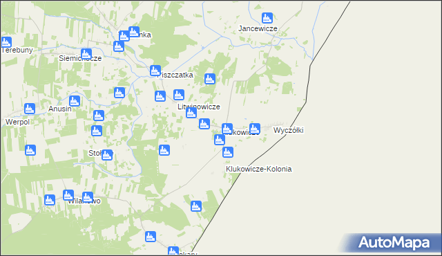 mapa Klukowicze, Klukowicze na mapie Targeo