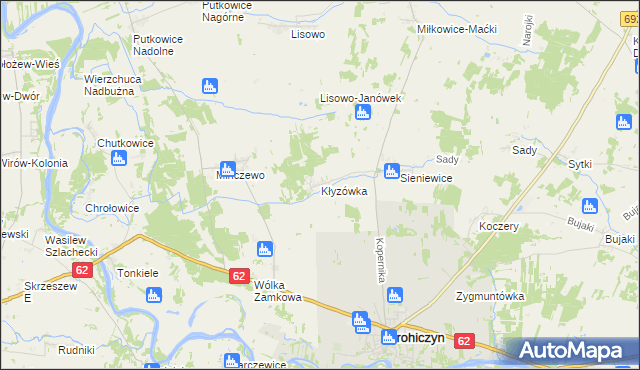 mapa Kłyzówka, Kłyzówka na mapie Targeo