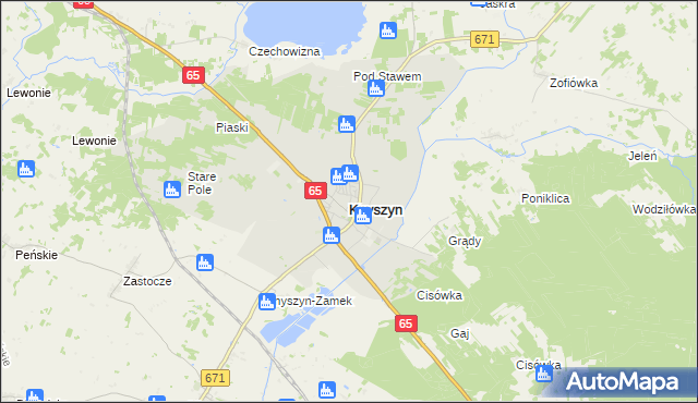 mapa Knyszyn powiat moniecki, Knyszyn powiat moniecki na mapie Targeo