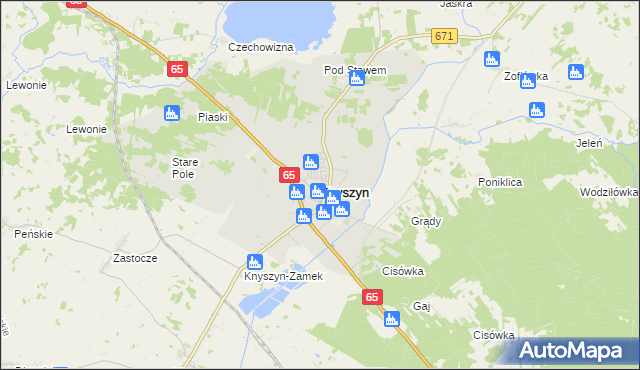 mapa Knyszyn powiat moniecki, Knyszyn powiat moniecki na mapie Targeo