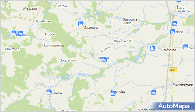 mapa Kobiela gmina Grodków, Kobiela gmina Grodków na mapie Targeo