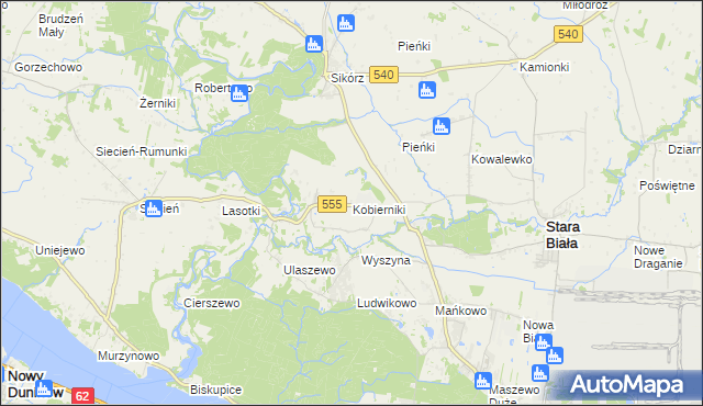 mapa Kobierniki gmina Stara Biała, Kobierniki gmina Stara Biała na mapie Targeo