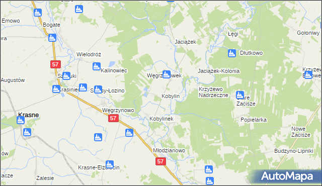 mapa Kobylin gmina Płoniawy-Bramura, Kobylin gmina Płoniawy-Bramura na mapie Targeo