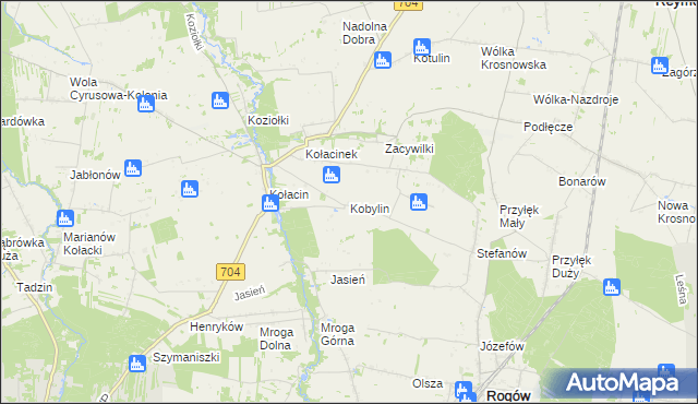 mapa Kobylin gmina Rogów, Kobylin gmina Rogów na mapie Targeo