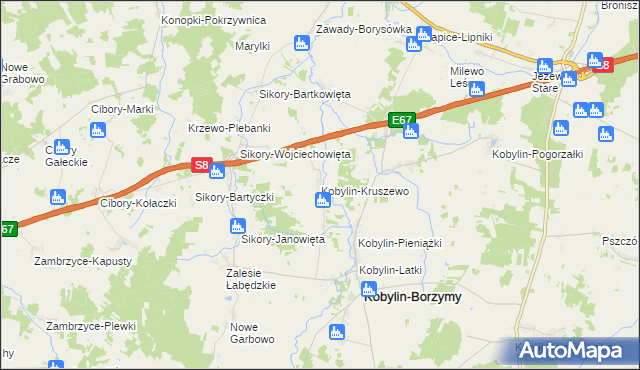 mapa Kobylin-Kruszewo, Kobylin-Kruszewo na mapie Targeo