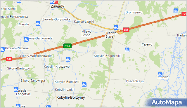 mapa Kobylin-Pogorzałki, Kobylin-Pogorzałki na mapie Targeo