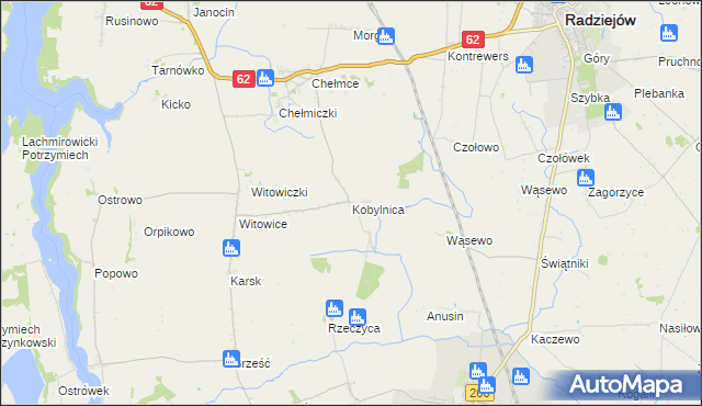 mapa Kobylnica gmina Kruszwica, Kobylnica gmina Kruszwica na mapie Targeo