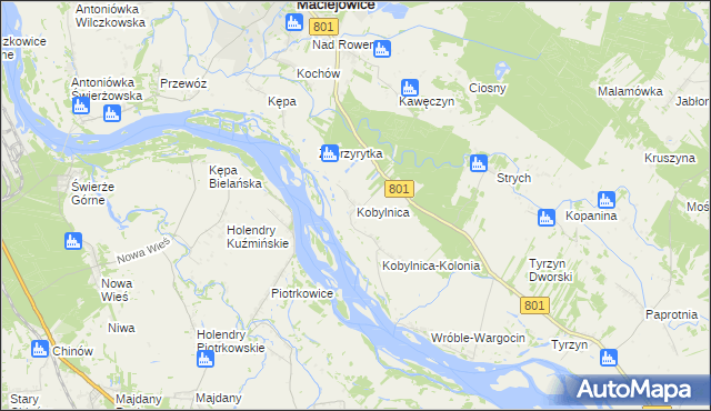 mapa Kobylnica gmina Maciejowice, Kobylnica gmina Maciejowice na mapie Targeo