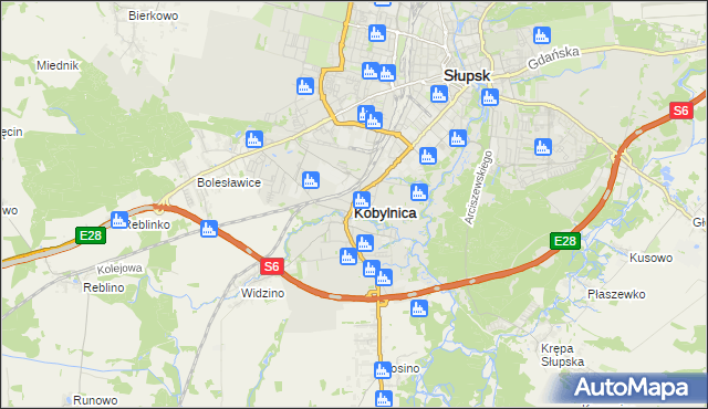 mapa Kobylnica powiat słupski, Kobylnica powiat słupski na mapie Targeo