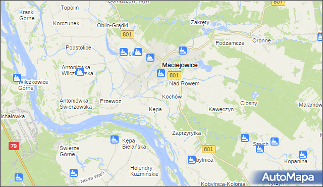 mapa Kochów gmina Maciejowice, Kochów gmina Maciejowice na mapie Targeo