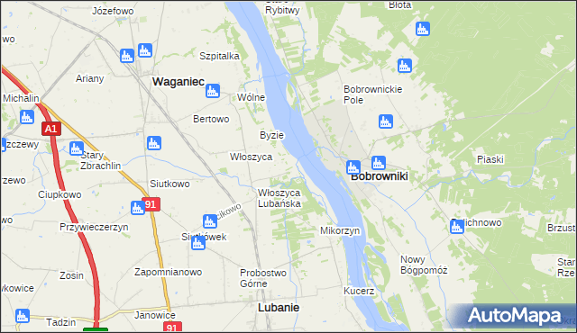 mapa Kocia Górka gmina Lubanie, Kocia Górka gmina Lubanie na mapie Targeo