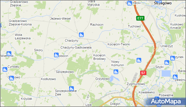 mapa Kocięcin Brodowy, Kocięcin Brodowy na mapie Targeo