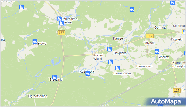 mapa Kocień Wielki, Kocień Wielki na mapie Targeo