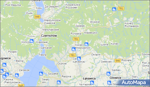 mapa Kocierz Moszczanicki, Kocierz Moszczanicki na mapie Targeo