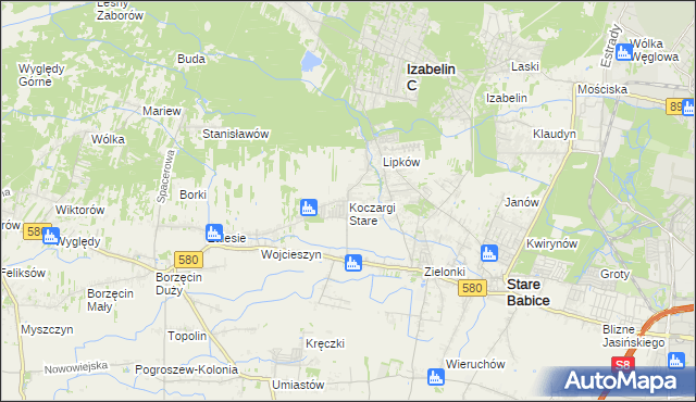 mapa Koczargi Stare, Koczargi Stare na mapie Targeo