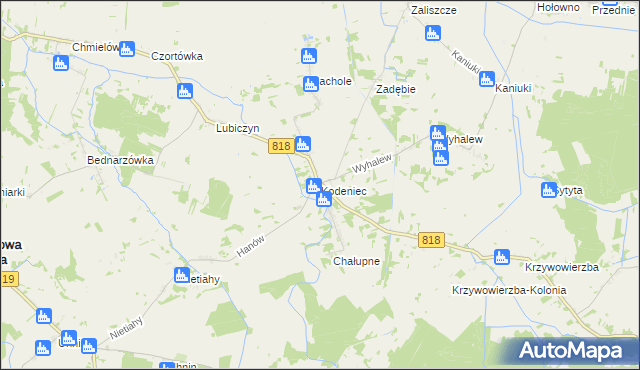 mapa Kodeniec, Kodeniec na mapie Targeo