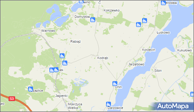 mapa Kodrąb gmina Wolin, Kodrąb gmina Wolin na mapie Targeo