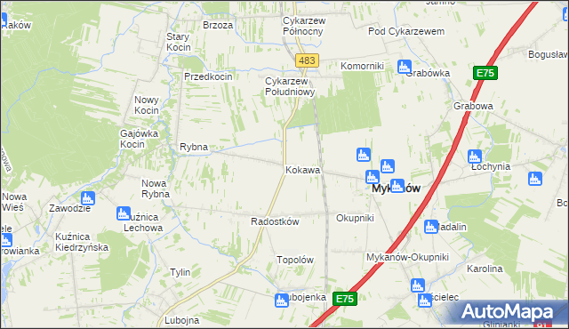 mapa Kokawa, Kokawa na mapie Targeo