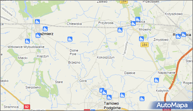 mapa Kokoszczyn gmina Tarnowo Podgórne, Kokoszczyn gmina Tarnowo Podgórne na mapie Targeo