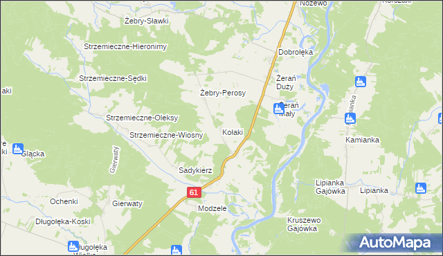 mapa Kołaki gmina Młynarze, Kołaki gmina Młynarze na mapie Targeo