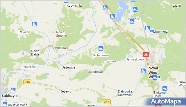 mapa Kolankowo gmina Nowa Wieś Wielka, Kolankowo gmina Nowa Wieś Wielka na mapie Targeo