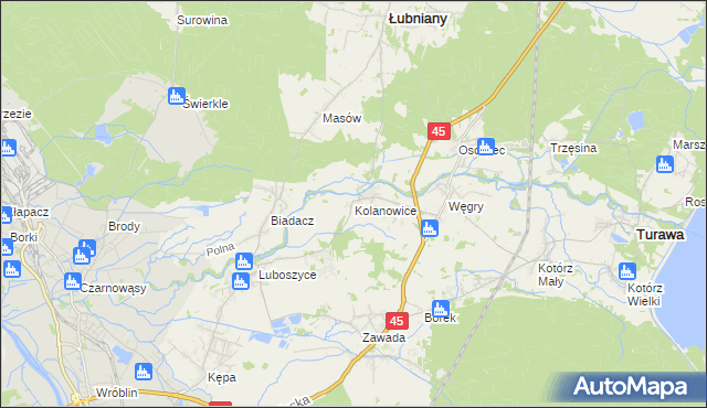 mapa Kolanowice, Kolanowice na mapie Targeo