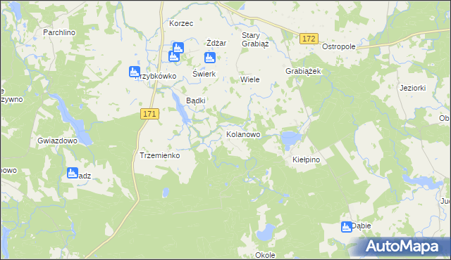 mapa Kolanowo, Kolanowo na mapie Targeo